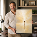 Abstract "Into the Light" Jesus Canvas Wall Art - Golden Christian Home Decor