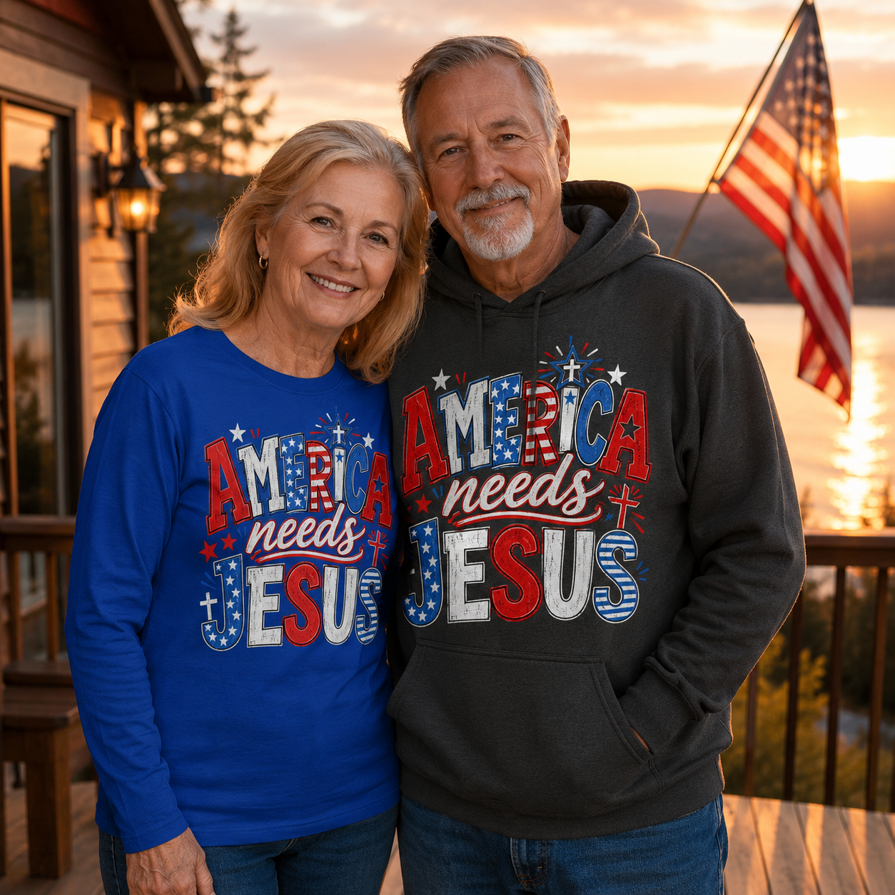 America needs Jesus Unisex T-shirt, Women's T-shirt, Unisex Long Sleeve, Sweatshirt, Hoodie, Zip Hoodie