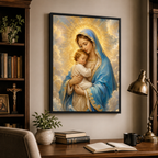 Radiant Grace: High-End Virgin Mary & Child Wall Art