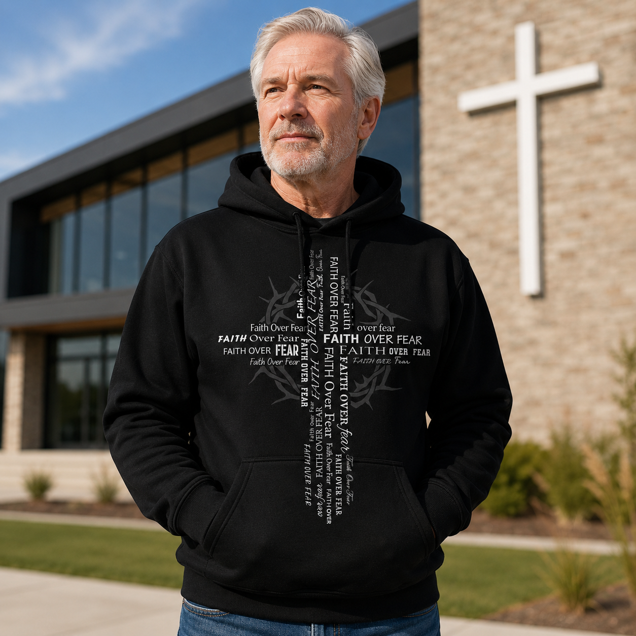 Faith Over Fear Cross Unisex T-shirt, Women's T-shirt, Unisex Long Sleeve, Sweatshirt, Hoodie, Zip Hoodie