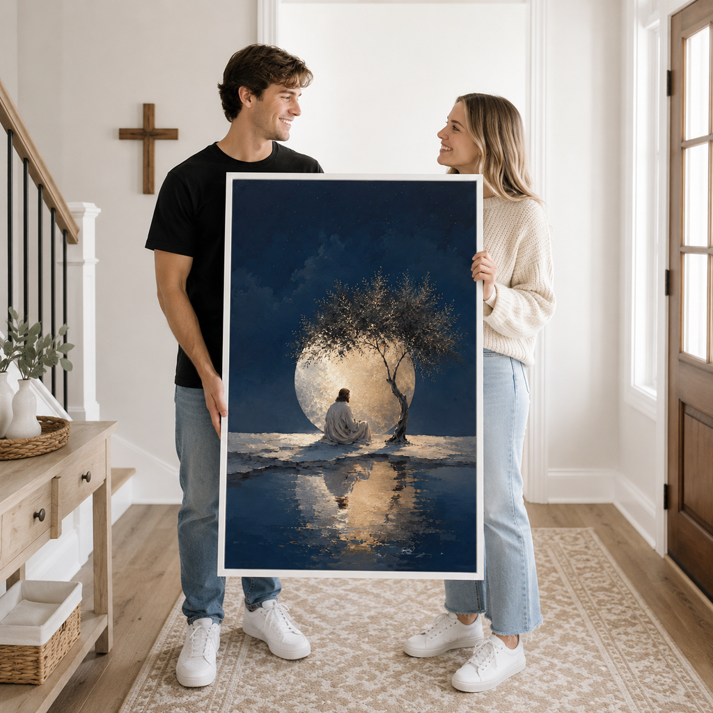 The Midnight Grace: Premium Jesus Moonlight Canvas