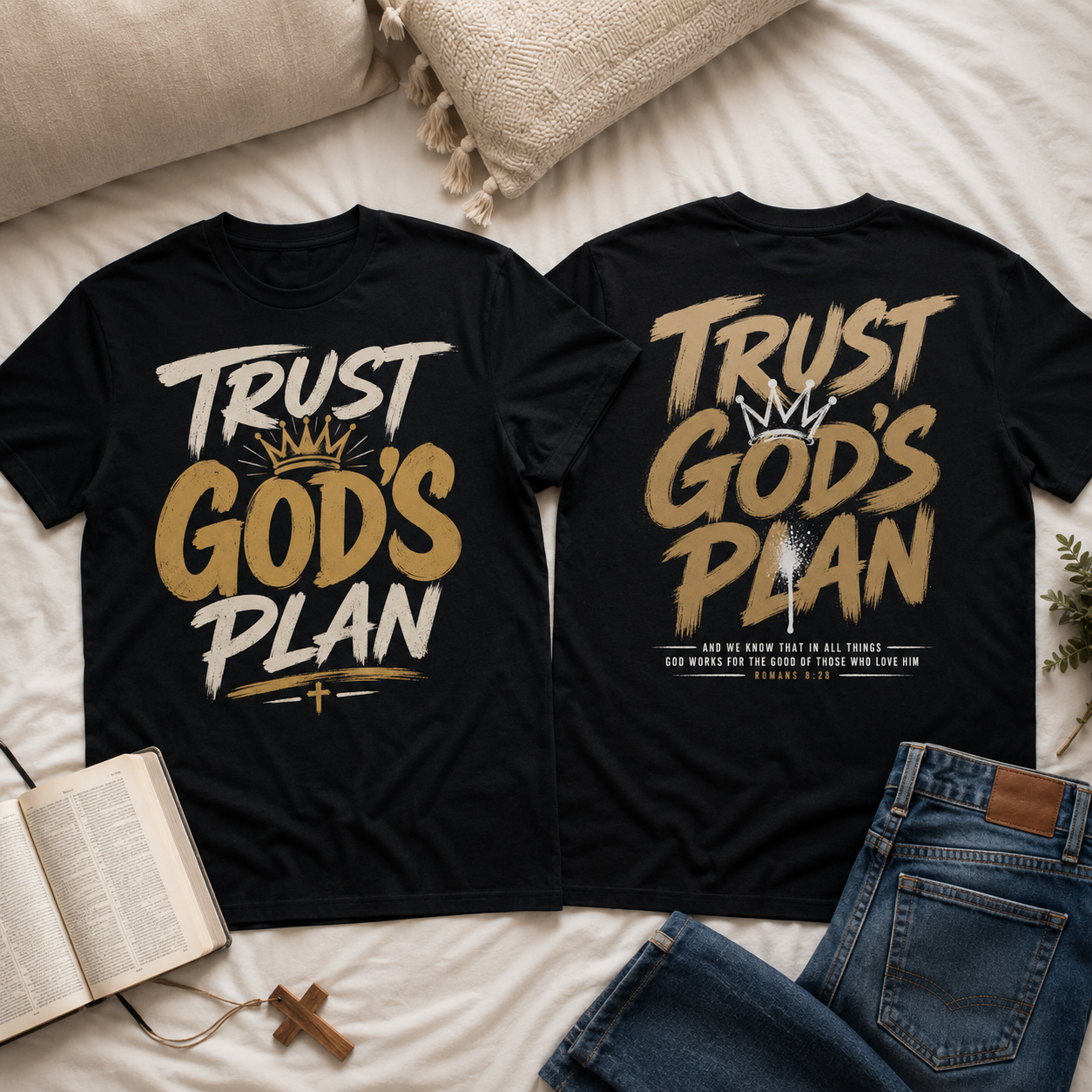 Trust God's Plan 2 sided Unisex T-shirt, Women's T-shirt, Unisex Long Sleeve, Sweatshirt, Hoodie, Zip Hoodie