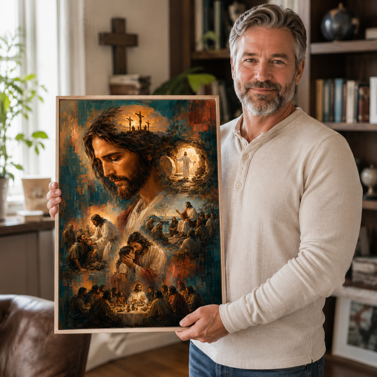 The Gospel Story Painterly Canvas Wall Art - Life of Christ Christian Decor