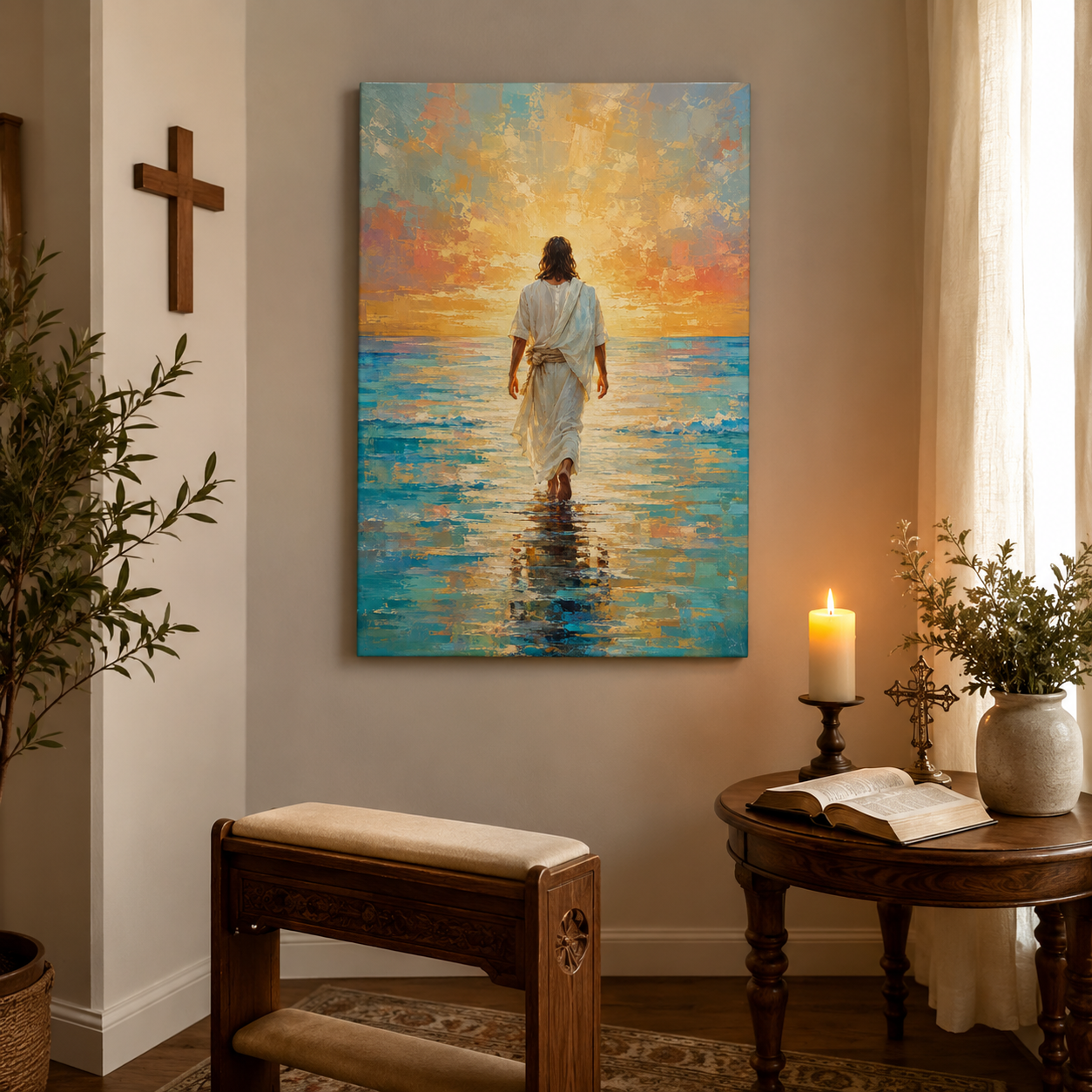 Walking in Light: Contemporary Gallery Wrapped Faith Decor