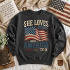 She Loves Jesus And America Too Unisex T-shirt, Women's T-shirt, Unisex Long Sleeve, Sweatshirt, Hoodie, Zip Hoodie