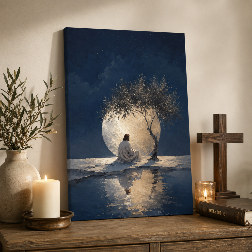 The Midnight Grace: Premium Jesus Moonlight Canvas