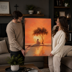 The Glowing Dawn: Premium Jesus Landscape Canvas