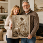 Jesus and Lamb Impasto Style Canvas Print - Modern Farmhouse Religious Art