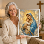 Radiant Grace: High-End Virgin Mary & Child Wall Art