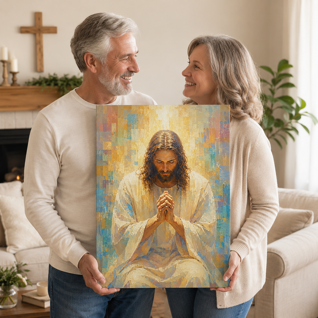 Praying Jesus Impressionist Canvas Wall Art - Radiant Christian Home Decor
