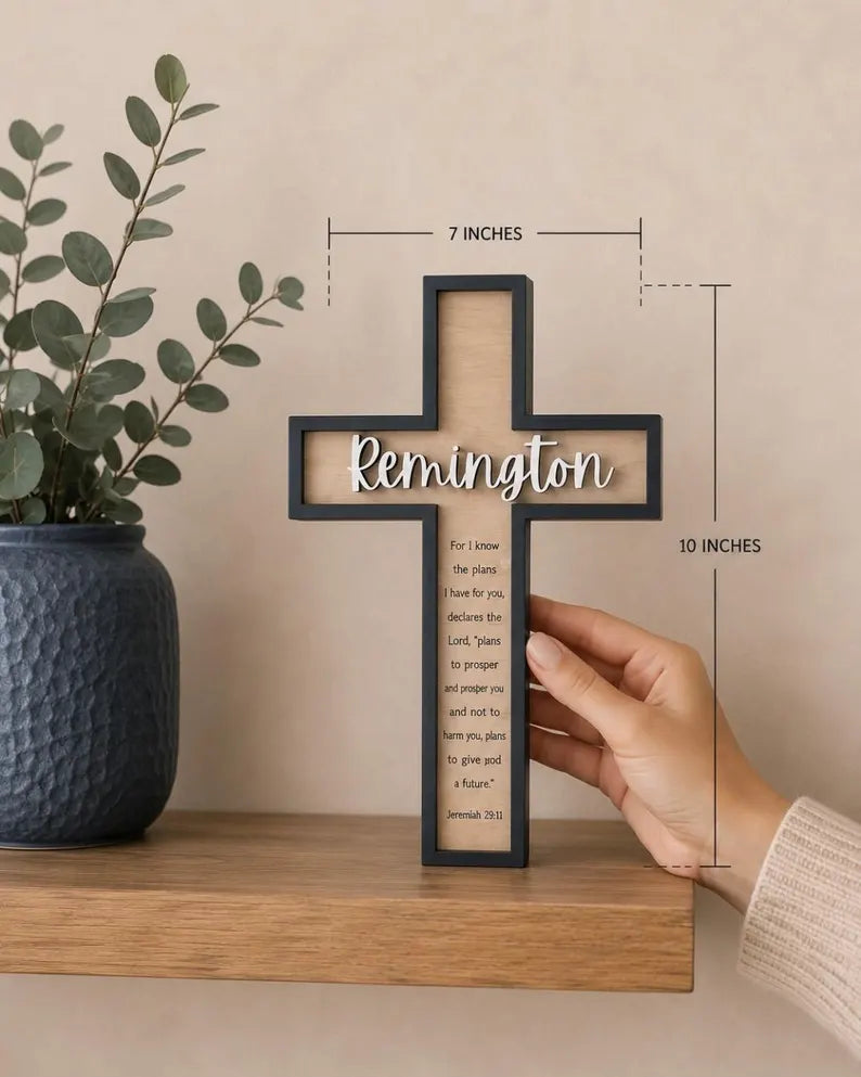 Personalized Baptism Wooden Cross, Baptism Gift