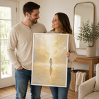 Abstract "Into the Light" Jesus Canvas Wall Art - Golden Christian Home Decor
