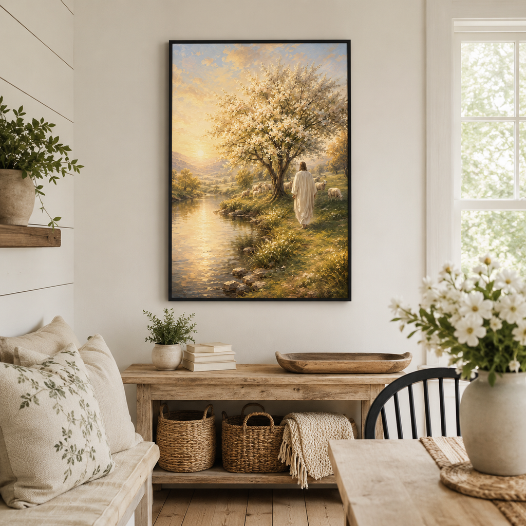 The Good Shepherd Beside Still Waters Canvas Wall Art - Christian Home Decor