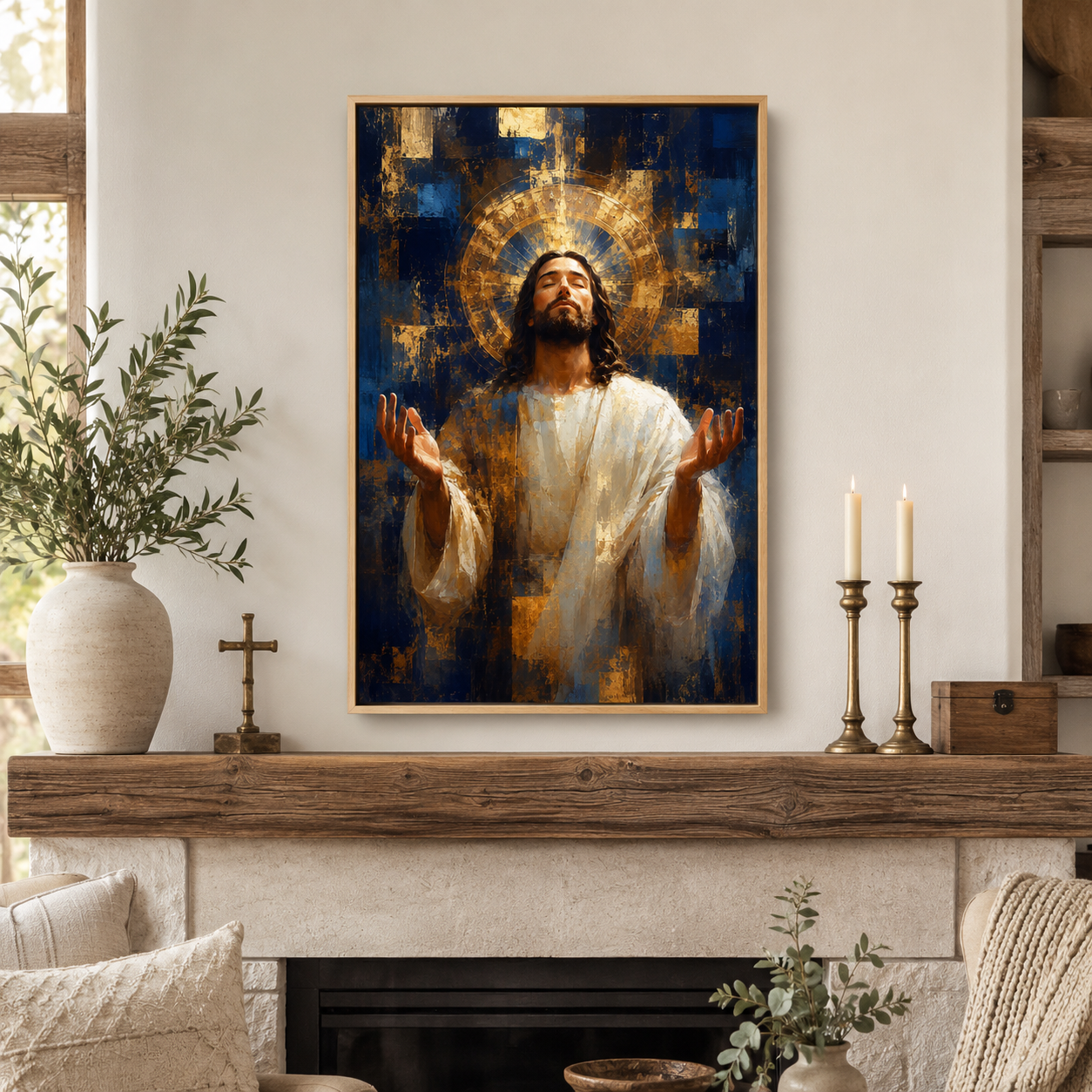 Radiant Glory: Modern Abstract Jesus Canvas Print