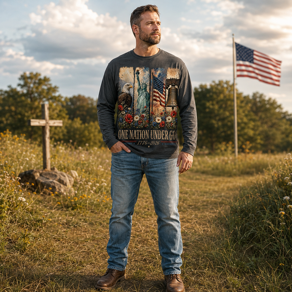 One Nation Under God for 250 Years Unisex T-shirt, Women's T-shirt, Unisex Long Sleeve, Sweatshirt, Hoodie, Zip Hoodie (Copy)