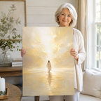 Abstract "Into the Light" Jesus Canvas Wall Art - Golden Christian Home Decor