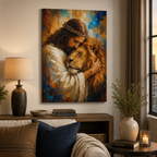 Strength & Grace: High-End Jesus and Lion Wall Art