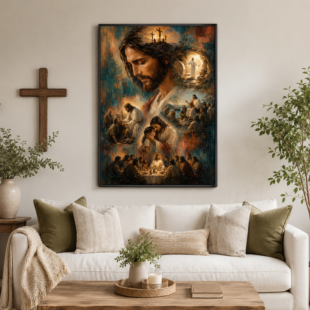 The Gospel Story Painterly Canvas Wall Art - Life of Christ Christian Decor