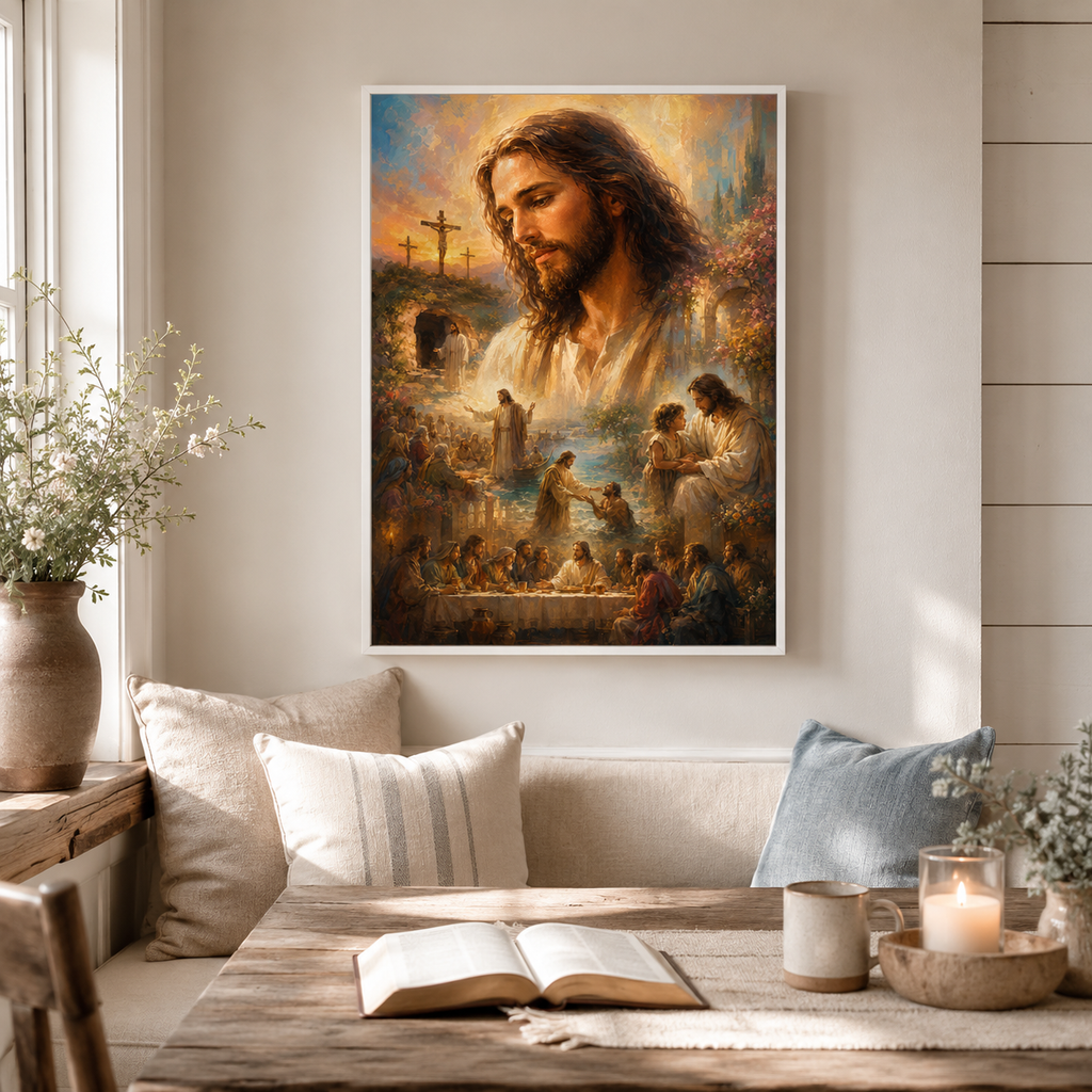 The Life of Christ Montage Canvas Wall Art - Christian Home Decor