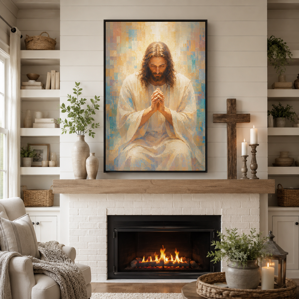 Praying Jesus Impressionist Canvas Wall Art - Radiant Christian Home Decor