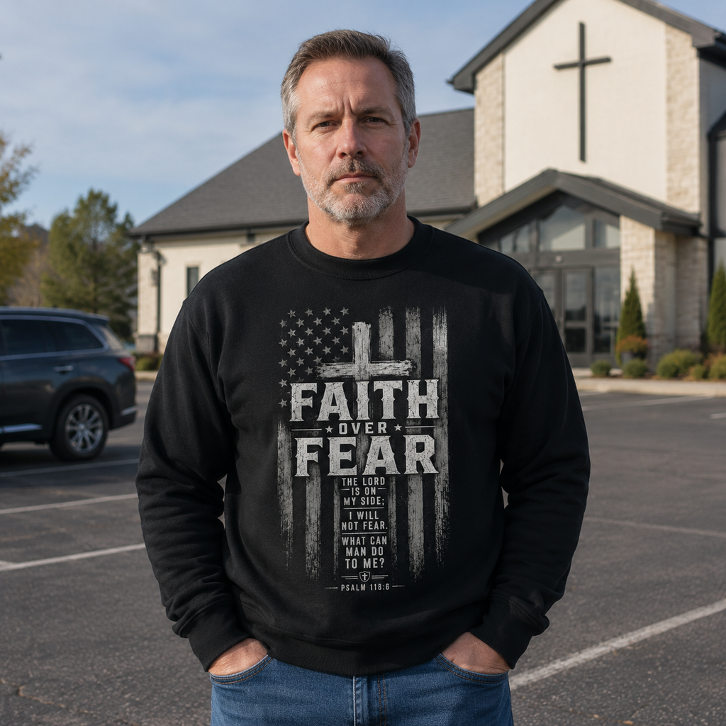 Faith Over Fear American Flag Unisex T-shirt, Women's T-shirt, Unisex Long Sleeve, Sweatshirt, Hoodie, Zip Hoodie