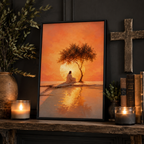 The Glowing Dawn: Premium Jesus Landscape Canvas