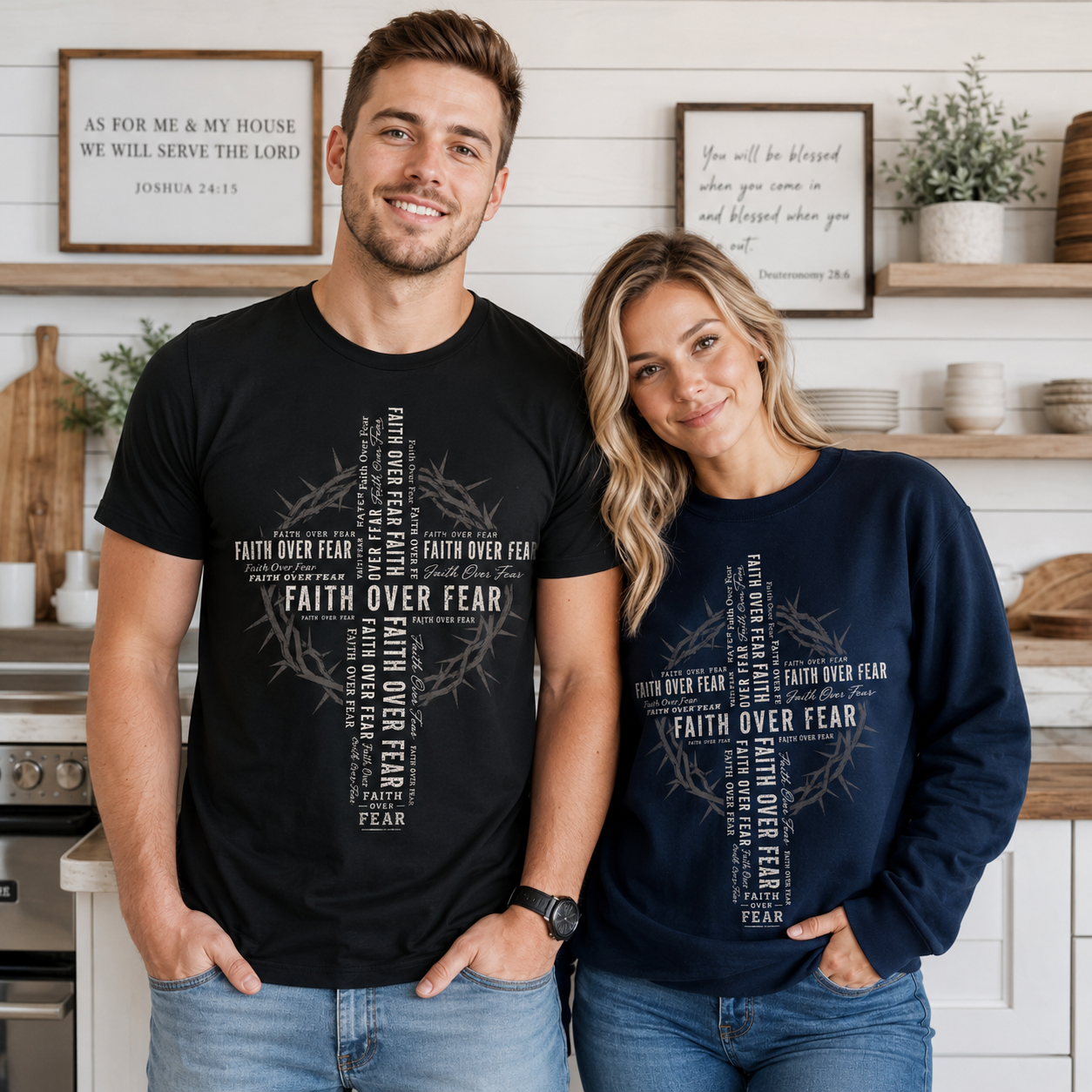 Faith Over Fear Cross Unisex T-shirt, Women's T-shirt, Unisex Long Sleeve, Sweatshirt, Hoodie, Zip Hoodie