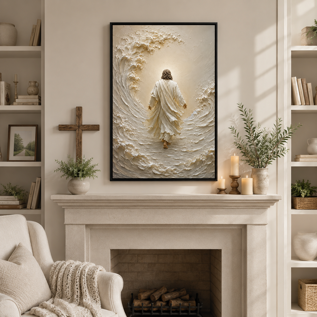 Jesus Calming the Storm Impasto Canvas Print - Modern Farmhouse Religious Art