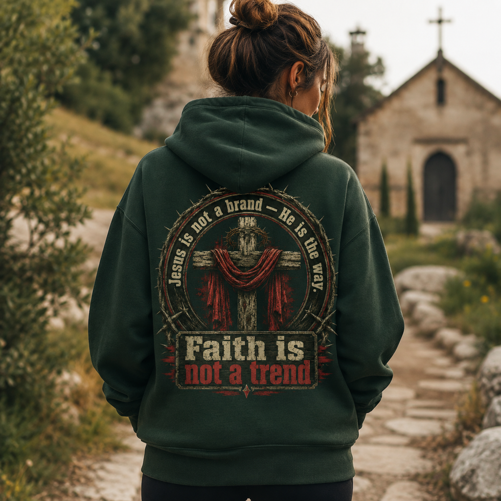 Faith Is Not A Trend Shirt, Jesus Is Not A Brand Christian T-Shirt, He Is The Way Back Print Tee, Bold Faith Gift for Women Men