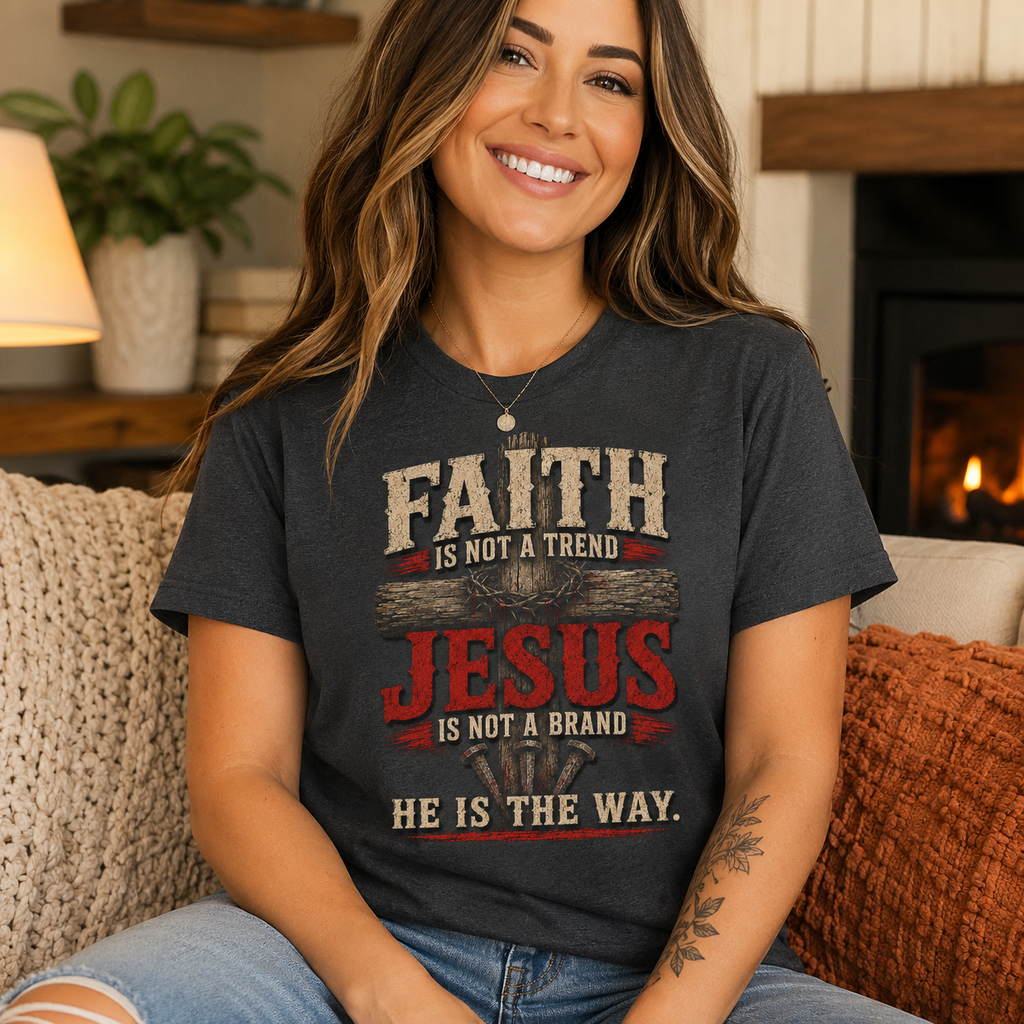 Faith Is Not A Trend Shirt, Jesus Is Not A Brand Christian T-Shirt, He Is The Way Tee, Bold Faith Gift for Women Men