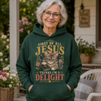 Jesus Thinks I’m A Delight Shirt, Cute Christian Cat T-Shirt, First Of All Jesus Tee, Cat Mom Faith Gift for Women