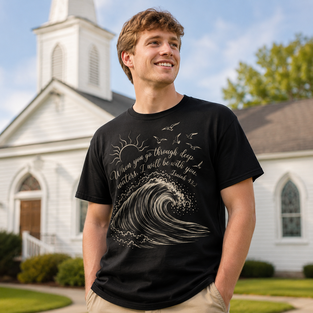 Deep Waters Isaiah 43:2 Christian Shirt, Women's T-shirt, Unisex Long Sleeve, Sweatshirt, Hoodie, Zip Hoodie
