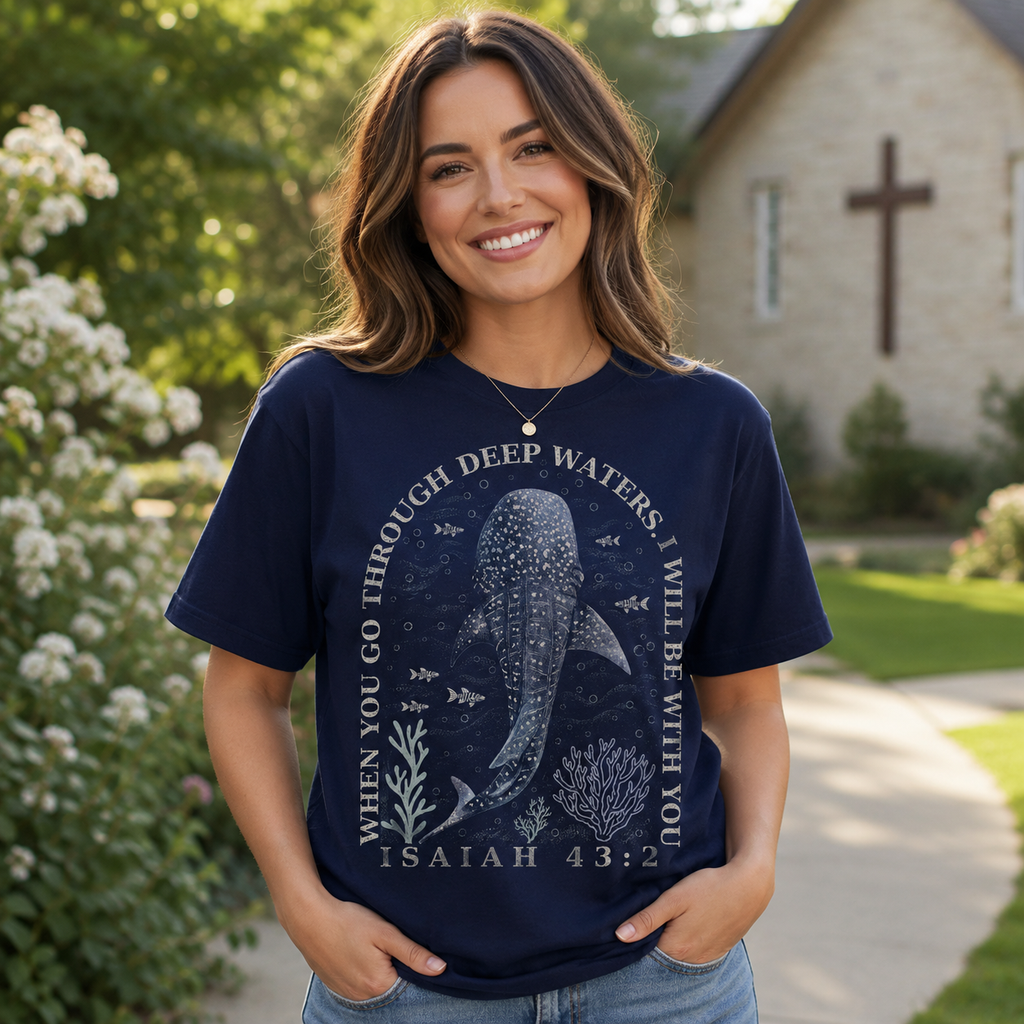 Isaiah 43:2 Whale Shark Christian Shirt, Women's T-shirt, Unisex Long Sleeve, Sweatshirt, Hoodie, Zip Hoodie