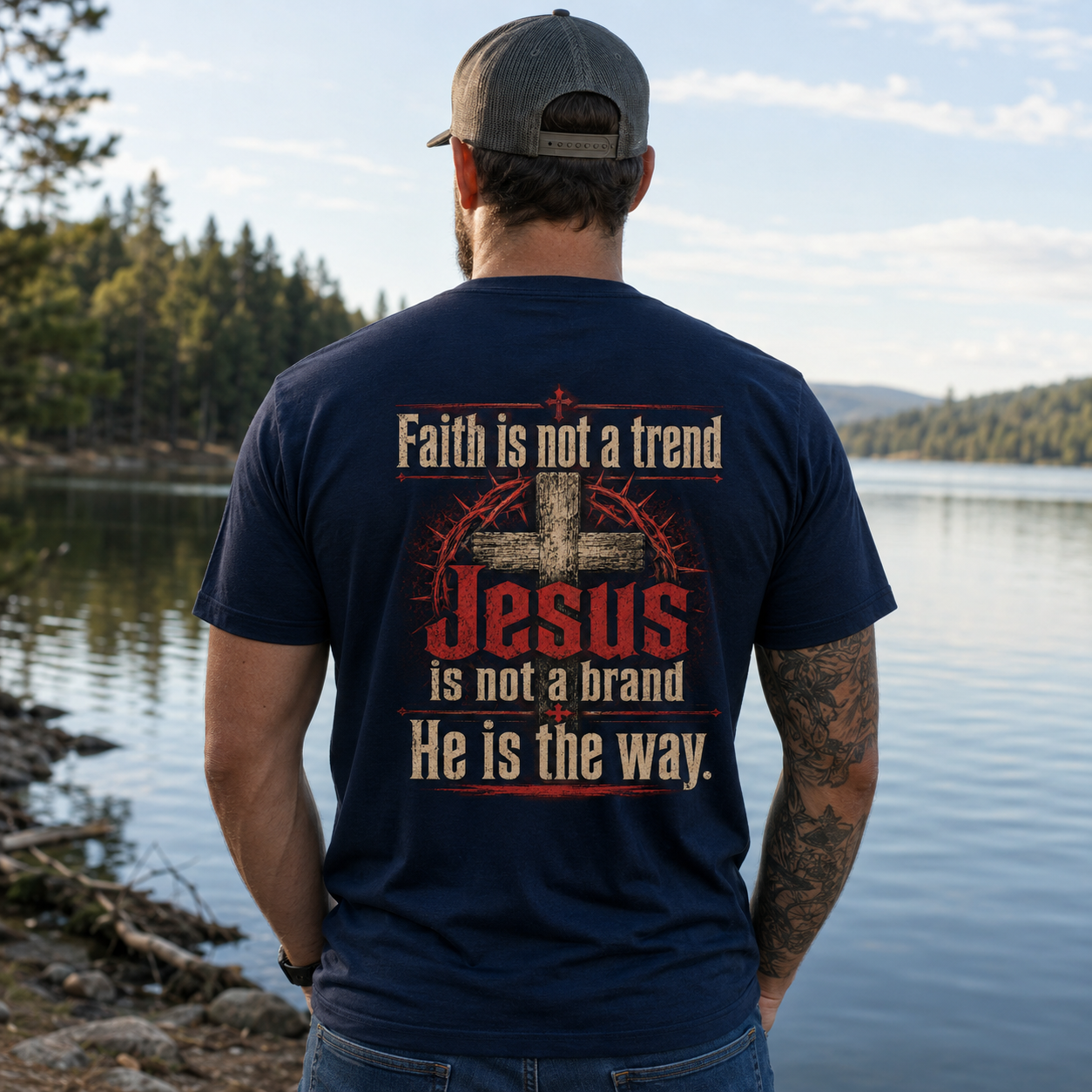 Faith Is Not A Trend Shirt, Jesus Is Not A Brand Christian T-Shirt, He Is The Way Back Print Tee, Faith Gift for Women Men