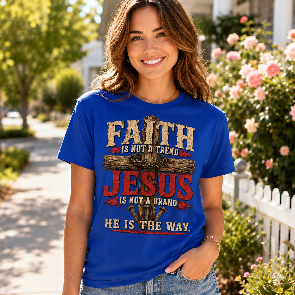 Faith Is Not A Trend Shirt, Jesus Is Not A Brand Christian T-Shirt, He Is The Way Tee, Bold Faith Gift for Women Men