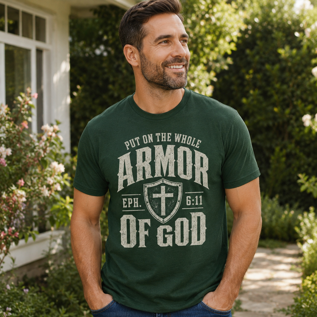 Armor of God Shirt, Ephesians 6:11 Christian T-Shirt, Put On The Whole Armor of God Tee, Faith Bible Verse Gift for Men