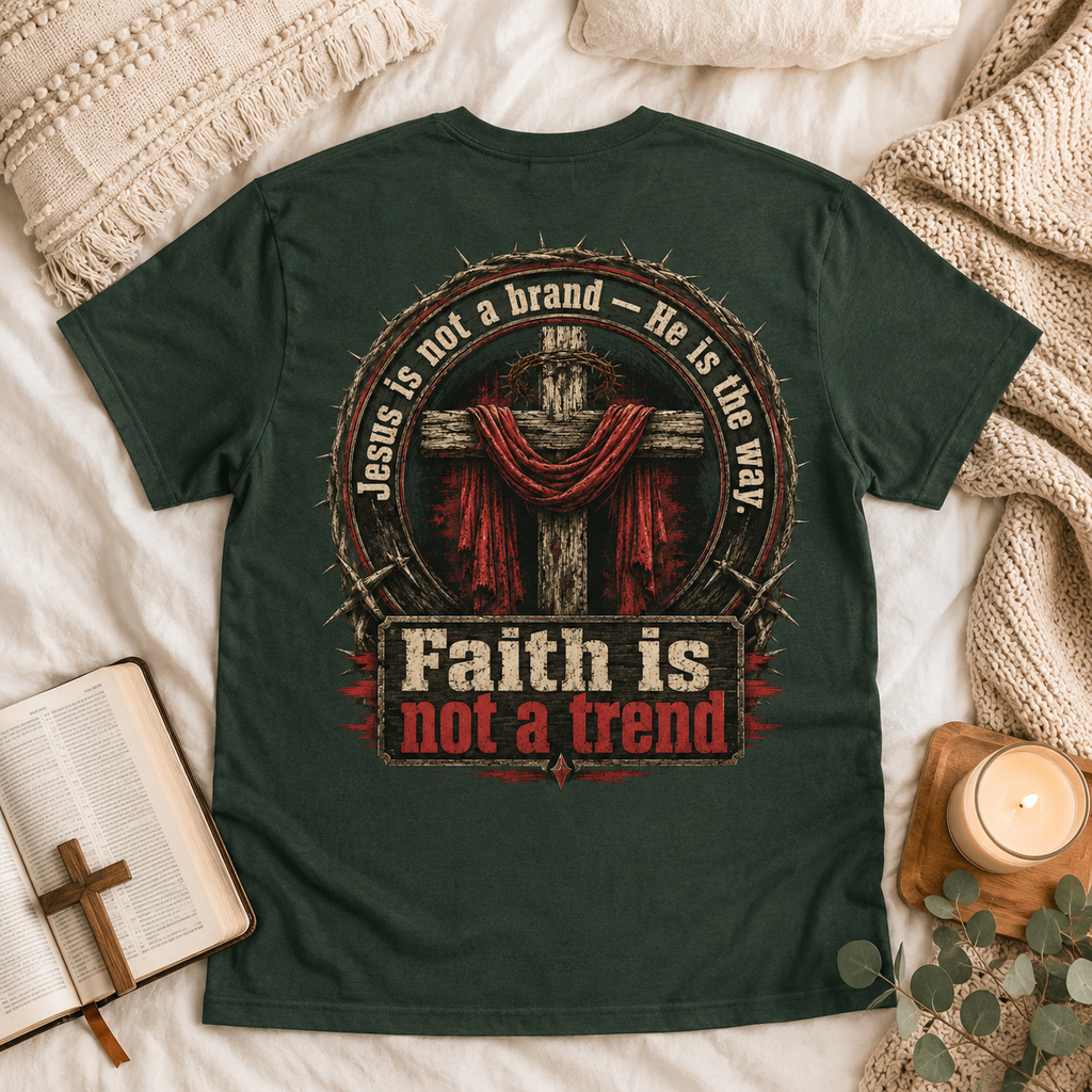 Faith Is Not A Trend Shirt, Jesus Is Not A Brand Christian T-Shirt, He Is The Way Back Print Tee, Bold Faith Gift for Women Men