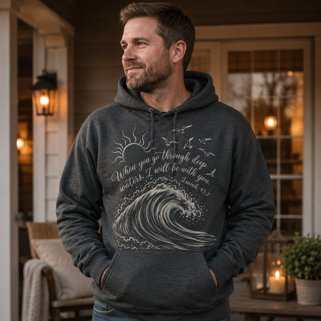 Deep Waters Isaiah 43:2 Christian Shirt, Women's T-shirt, Unisex Long Sleeve, Sweatshirt, Hoodie, Zip Hoodie