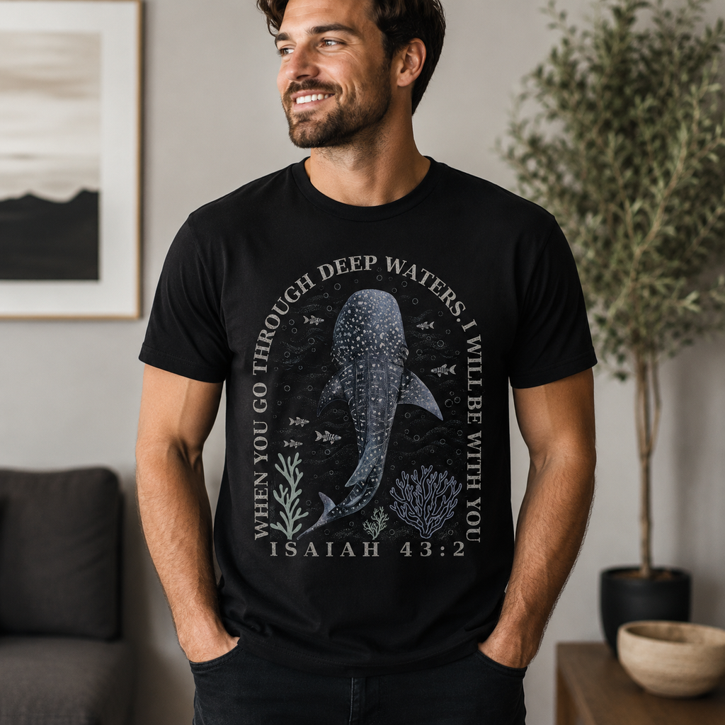 Isaiah 43:2 Whale Shark Christian Shirt, Women's T-shirt, Unisex Long Sleeve, Sweatshirt, Hoodie, Zip Hoodie