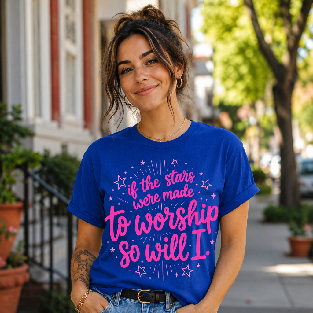 So Will I Shirt, Christian Worship T-Shirt, If The Stars Were Made To Worship Tee, Faith Shirt for Women, Cute Jesus Graphic Tee