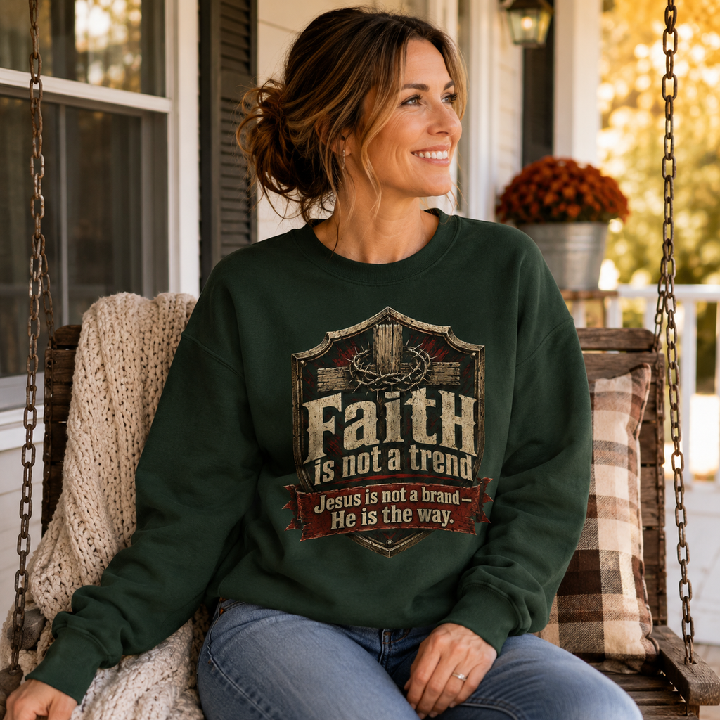 Faith Is Not A Trend Shirt, Jesus Is Not A Brand Christian T-Shirt, He Is The Way Cross Tee, Bold Faith Gift for Men Women