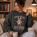 Jesus Thinks I’m A Delight Shirt, Cute Christian Frog T-Shirt, First Of All Jesus Tee, Funny Faith Gift for Women