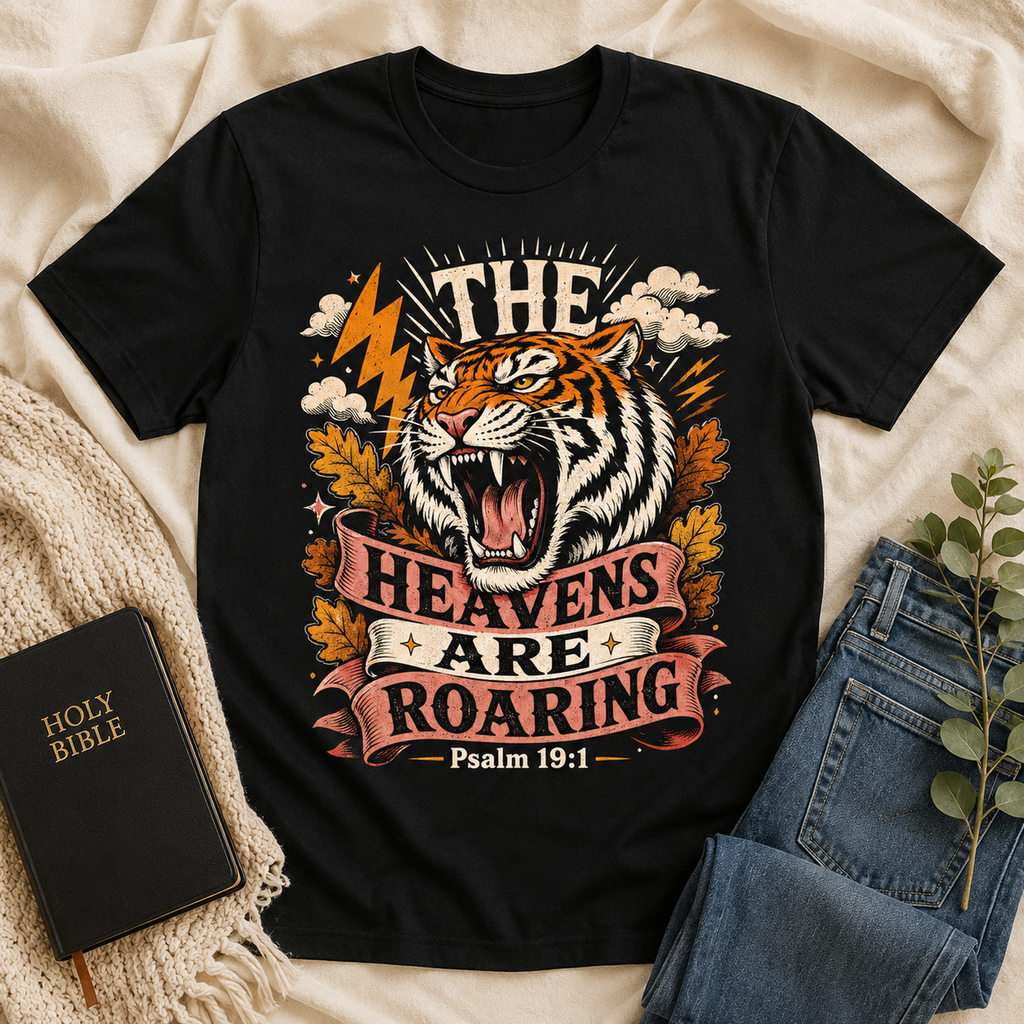 Psalm 19:1 Christian Tiger Shirt, Women's T-shirt, Unisex Long Sleeve, Sweatshirt, Hoodie, Zip Hoodie