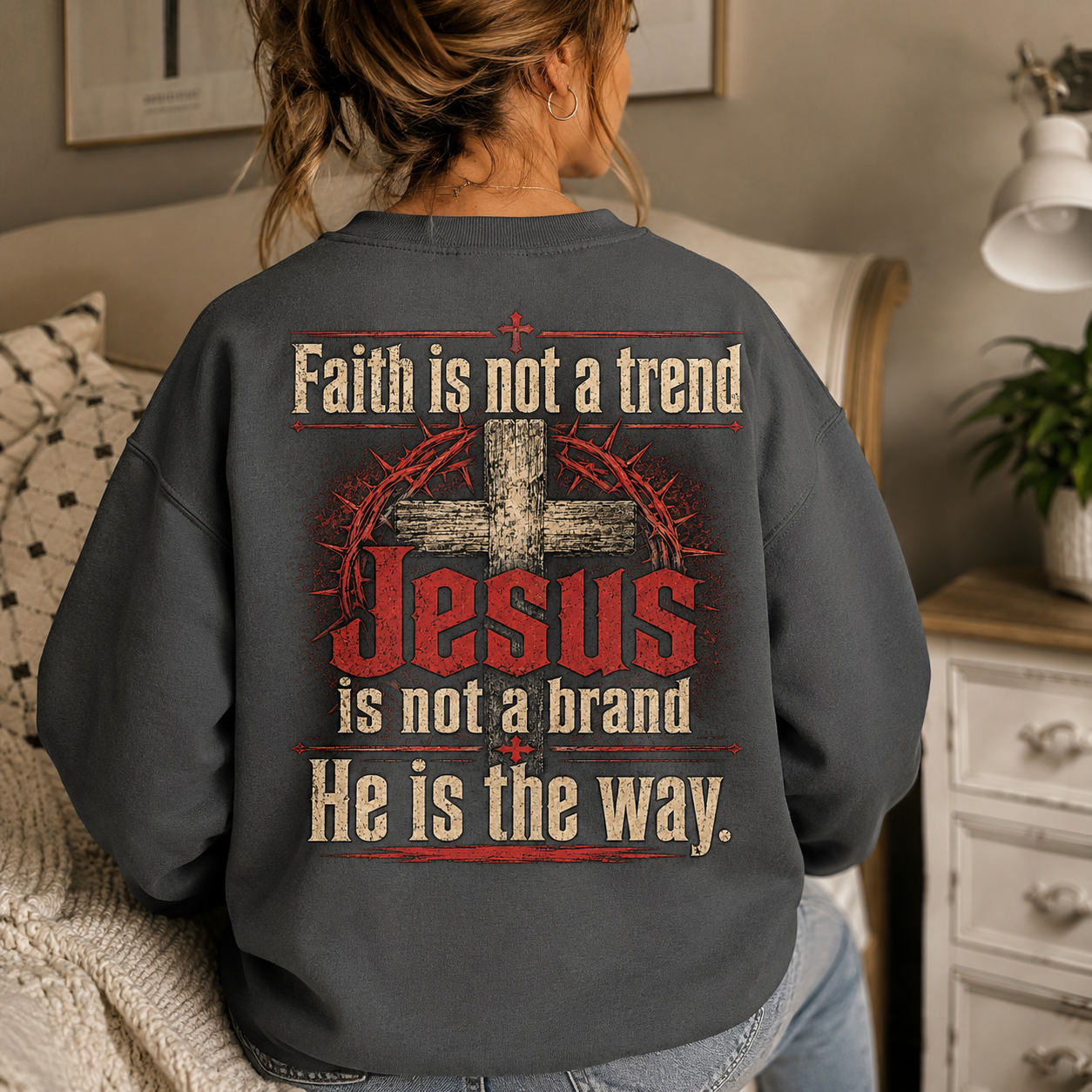 Faith Is Not A Trend Shirt, Jesus Is Not A Brand Christian T-Shirt, He Is The Way Back Print Tee, Faith Gift for Women Men