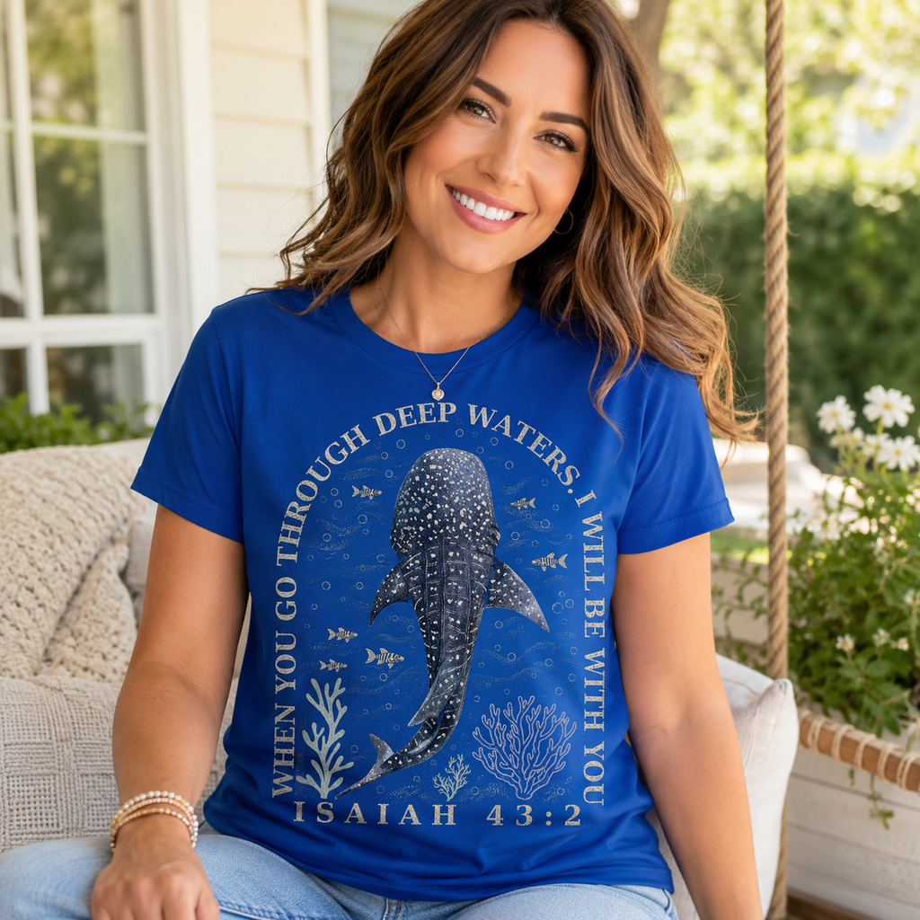 Isaiah 43:2 Whale Shark Christian Shirt, Women's T-shirt, Unisex Long Sleeve, Sweatshirt, Hoodie, Zip Hoodie