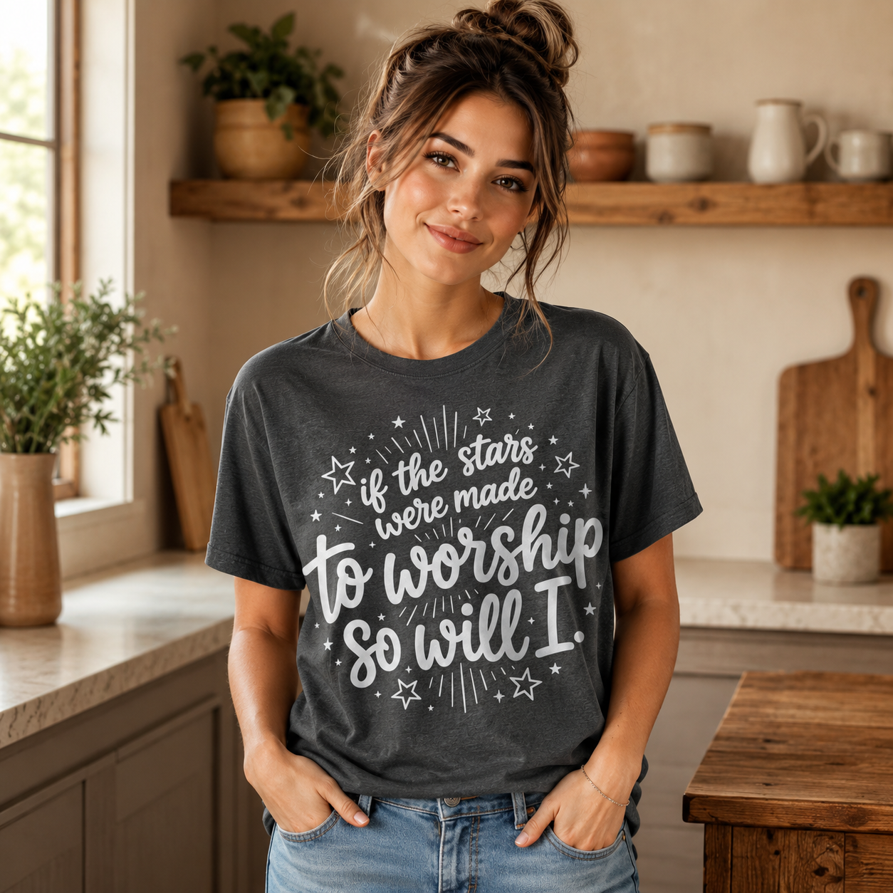 So Will I Shirt, Christian Worship T-Shirt, If The Stars Were Made To Worship Tee, Faith Shirt for Women, Jesus Graphic Tee