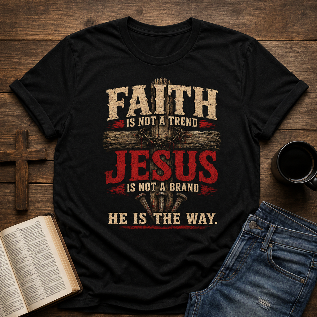 Faith Is Not A Trend Shirt, Jesus Is Not A Brand Christian T-Shirt, He Is The Way Tee, Bold Faith Gift for Women Men