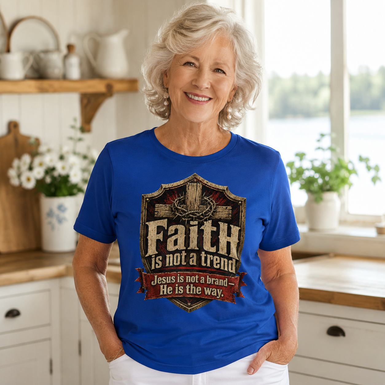 Faith Is Not A Trend Shirt, Jesus Is Not A Brand Christian T-Shirt, He Is The Way Cross Tee, Bold Faith Gift for Men Women