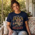 Jesus Thinks I’m A Delight Shirt, Cute Christian Cat T-Shirt, First Of All Jesus Tee, Cat Mom Faith Gift for Women
