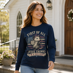 Jesus Thinks I’m A Delight Shirt, Cute Christian Opossum T-Shirt, First Of All Jesus Tee, Funny Faith Gift for Women